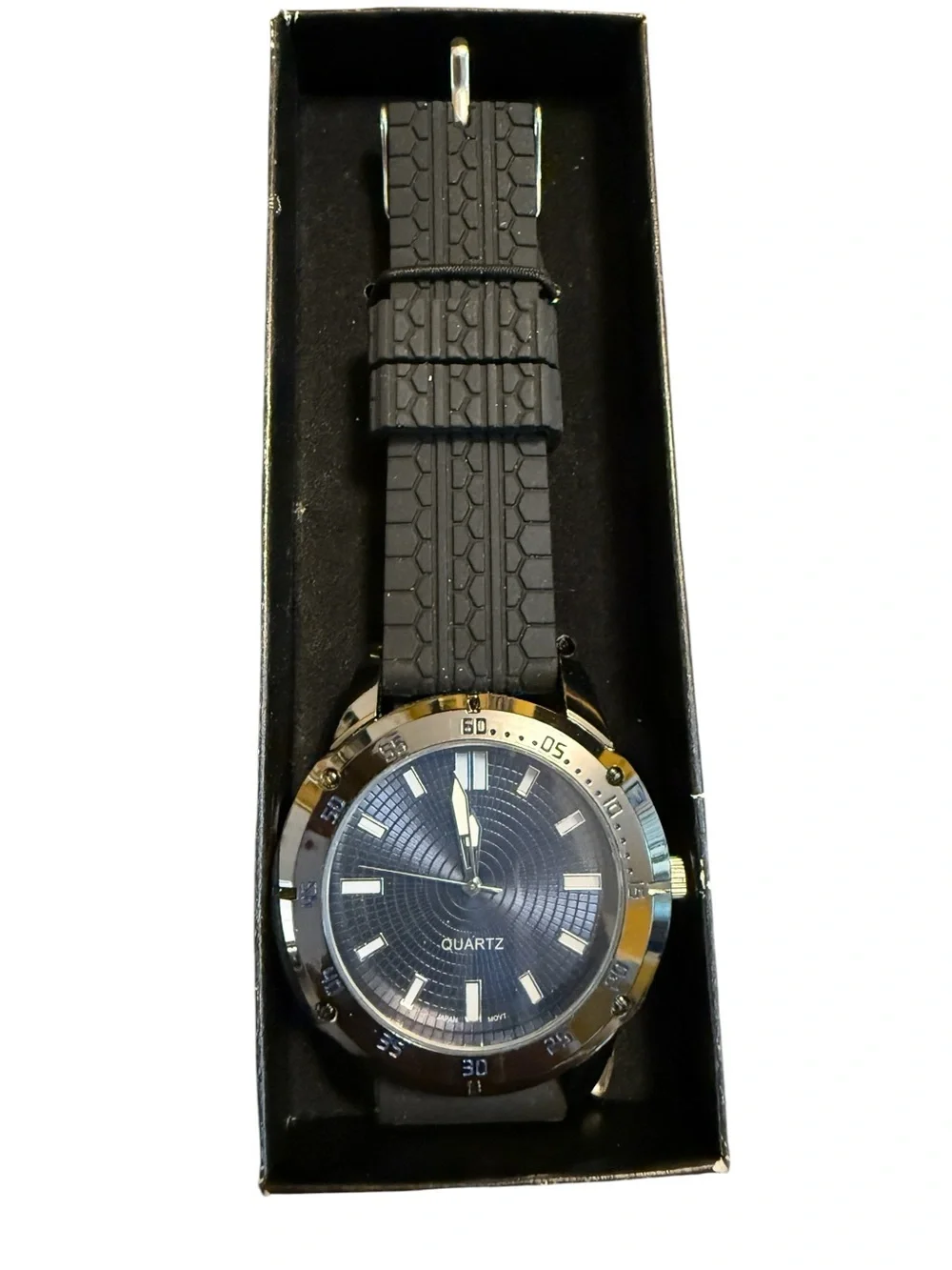 Avon Men's Blue and Black Quartz Watch with Silicone Strap NIB